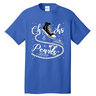 Chucks And Pearls 2024 Kamala Harris 2024 Vote For President Funny Gift Tall T-Shirt