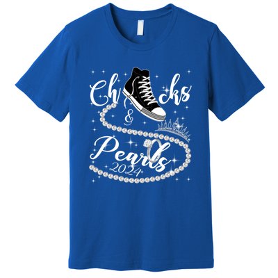 Chucks And Pearls 2024 Kamala Harris 2024 Vote For President Funny Gift Premium T-Shirt