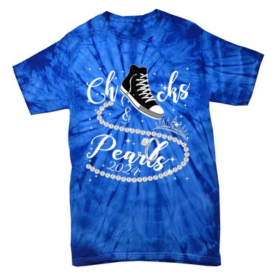 Chucks And Pearls 2024 Kamala Harris 2024 Vote For President Funny Gift Tie-Dye T-Shirt