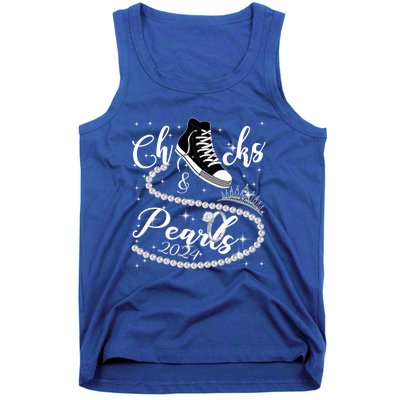 Chucks And Pearls 2024 Kamala Harris 2024 Vote For President Funny Gift Tank Top