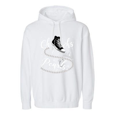 Chucks And Pearls 2024 Kamala Harris 2024 Vote For President Funny Gift Garment-Dyed Fleece Hoodie