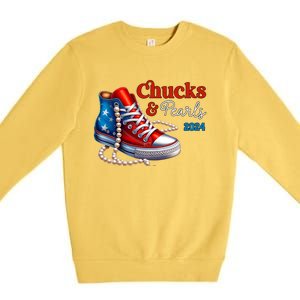 Chucks And Pearls 2024 IM With Her Kamala Premium Crewneck Sweatshirt