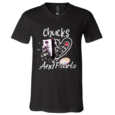 Chucks And Pearls Fashion V-Neck T-Shirt