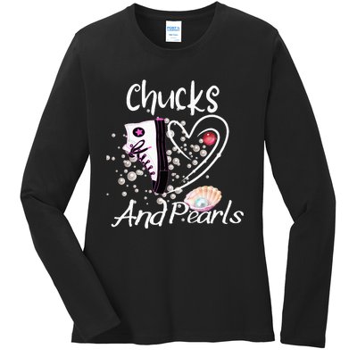 Chucks And Pearls Fashion Ladies Long Sleeve Shirt