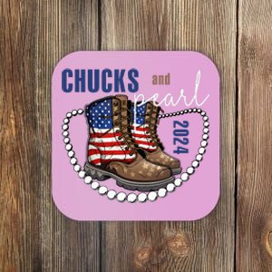 Chucks And Pearls IM With Her Kamala 2024 Coaster