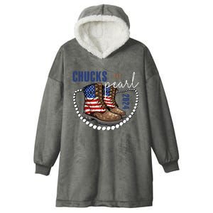 Chucks And Pearls IM With Her Kamala 2024 Hooded Wearable Blanket