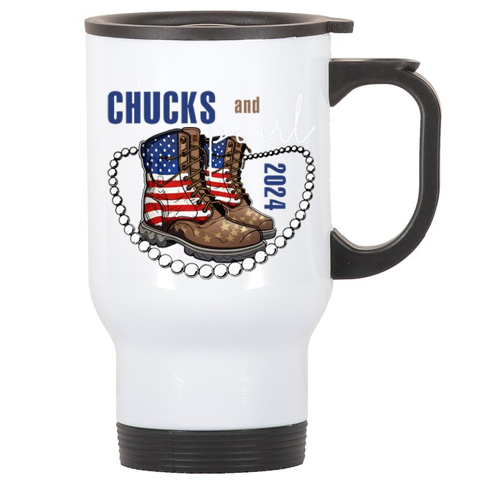 Chucks And Pearls IM With Her Kamala 2024 Stainless Steel Travel Mug