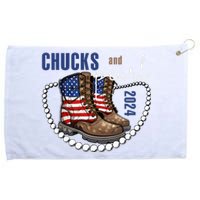 Chucks And Pearls IM With Her Kamala 2024 Grommeted Golf Towel