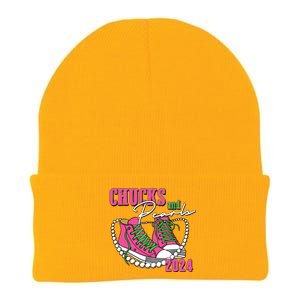 Chucks And Pearls Im With Her Kamala 2024 Knit Cap Winter Beanie