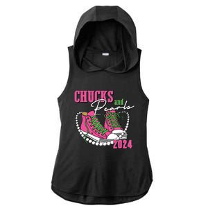 Chucks And Pearls Im With Her Kamala 2024 Ladies PosiCharge Tri-Blend Wicking Draft Hoodie Tank