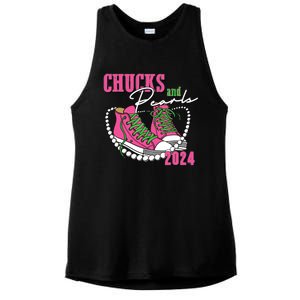 Chucks And Pearls Im With Her Kamala 2024 Ladies PosiCharge Tri-Blend Wicking Tank