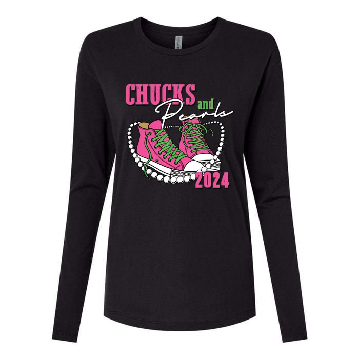 Chucks And Pearls Im With Her Kamala 2024 Womens Cotton Relaxed Long Sleeve T-Shirt