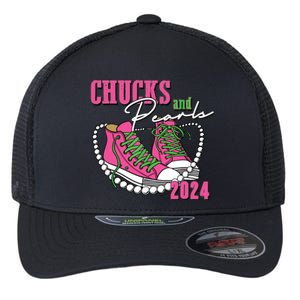 Chucks And Pearls Im With Her Kamala 2024 Flexfit Unipanel Trucker Cap