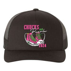 Chucks And Pearls Im With Her Kamala 2024 Yupoong Adult 5-Panel Trucker Hat