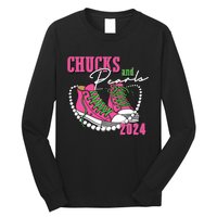 Chucks And Pearls Im With Her Kamala 2024 Long Sleeve Shirt