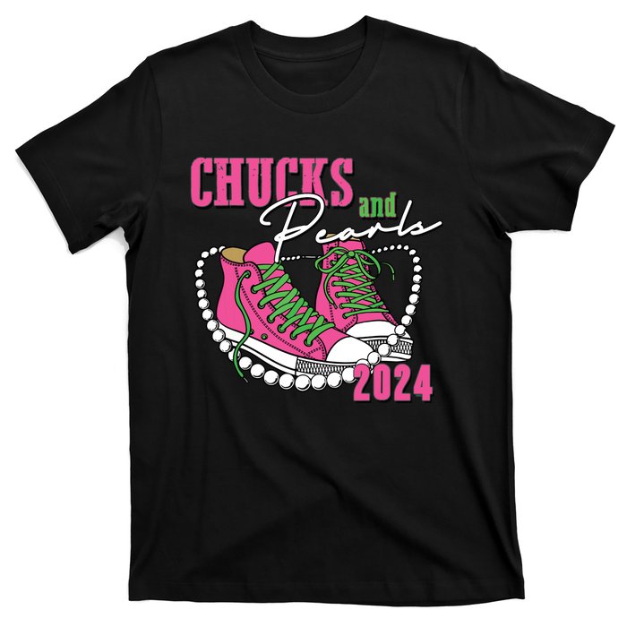 Chucks And Pearls Im With Her Kamala 2024 T-Shirt