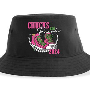 Chucks And Pearls Im With Her Kamala 2024 Sustainable Bucket Hat