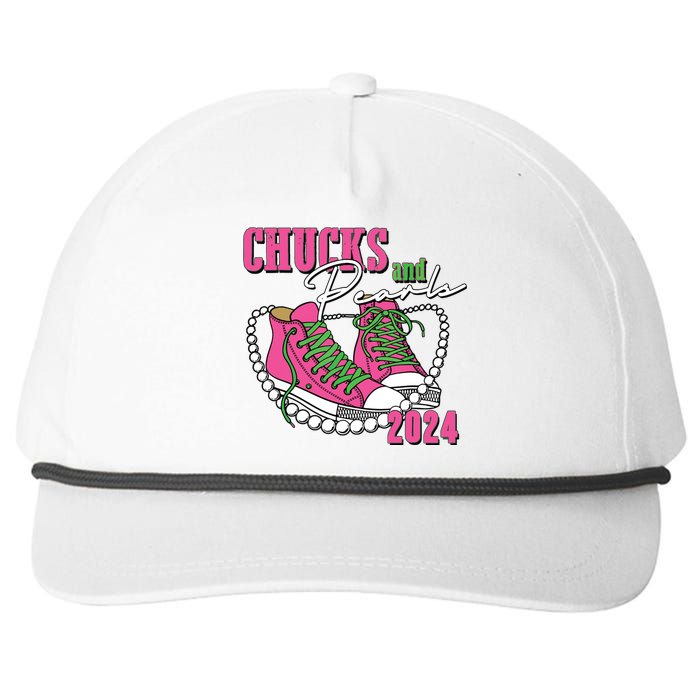 Chucks And Pearls Im With Her Kamala 2024 Snapback Five-Panel Rope Hat