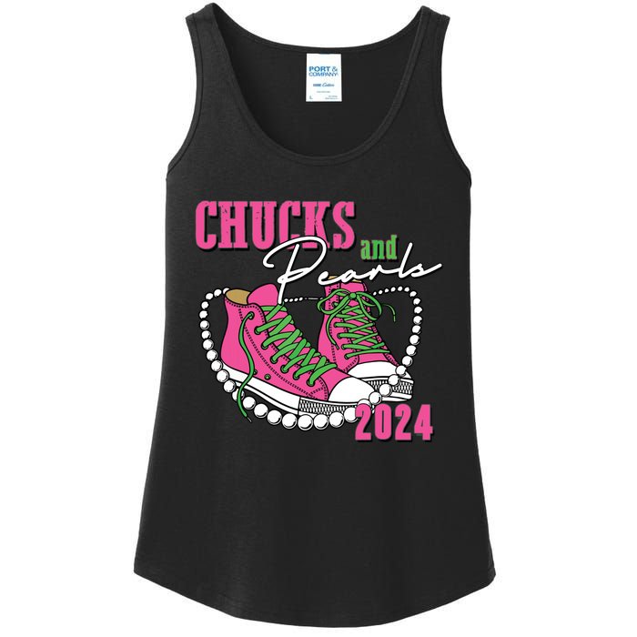 Chucks And Pearls Im With Her Kamala 2024 Ladies Essential Tank