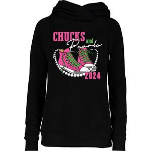 Chucks And Pearls Im With Her Kamala 2024 Womens Funnel Neck Pullover Hood