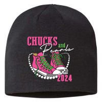 Chucks And Pearls Im With Her Kamala 2024 Sustainable Beanie