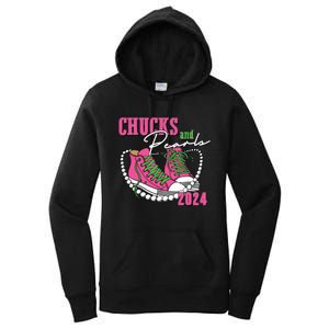 Chucks And Pearls Im With Her Kamala 2024 Women's Pullover Hoodie