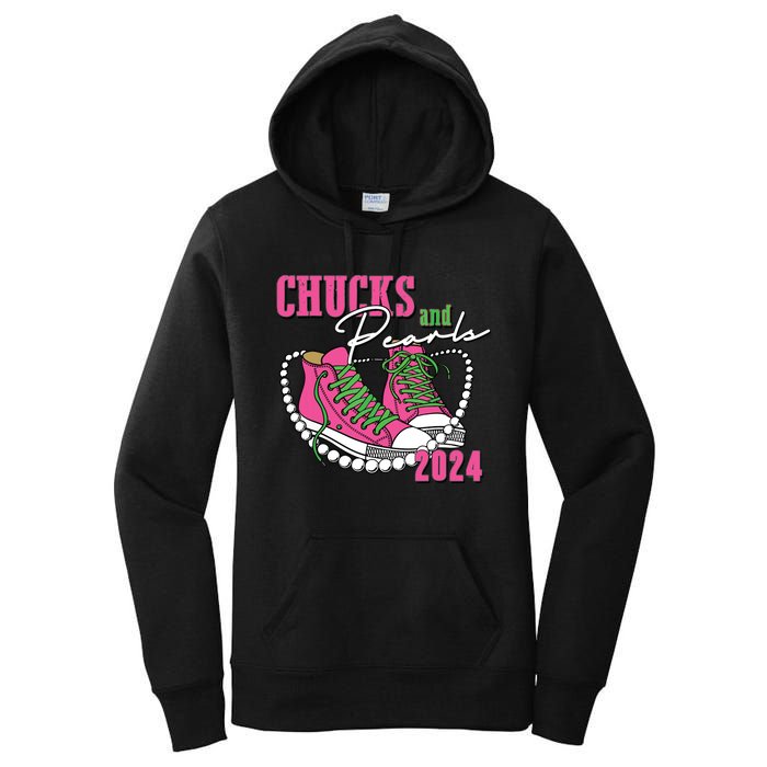 Chucks And Pearls Im With Her Kamala 2024 Women's Pullover Hoodie