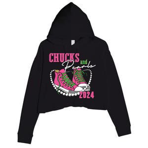 Chucks And Pearls Im With Her Kamala 2024 Crop Fleece Hoodie