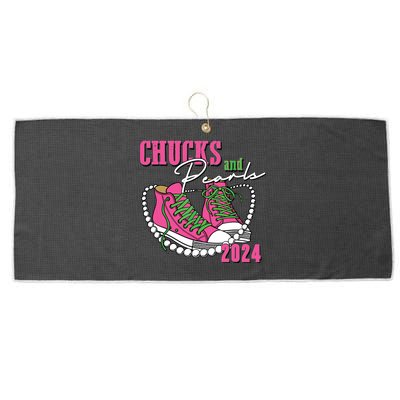 Chucks And Pearls Im With Her Kamala 2024 Large Microfiber Waffle Golf Towel