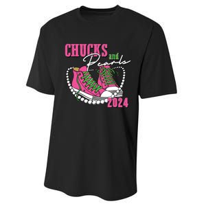 Chucks And Pearls Im With Her Kamala 2024 Performance Sprint T-Shirt