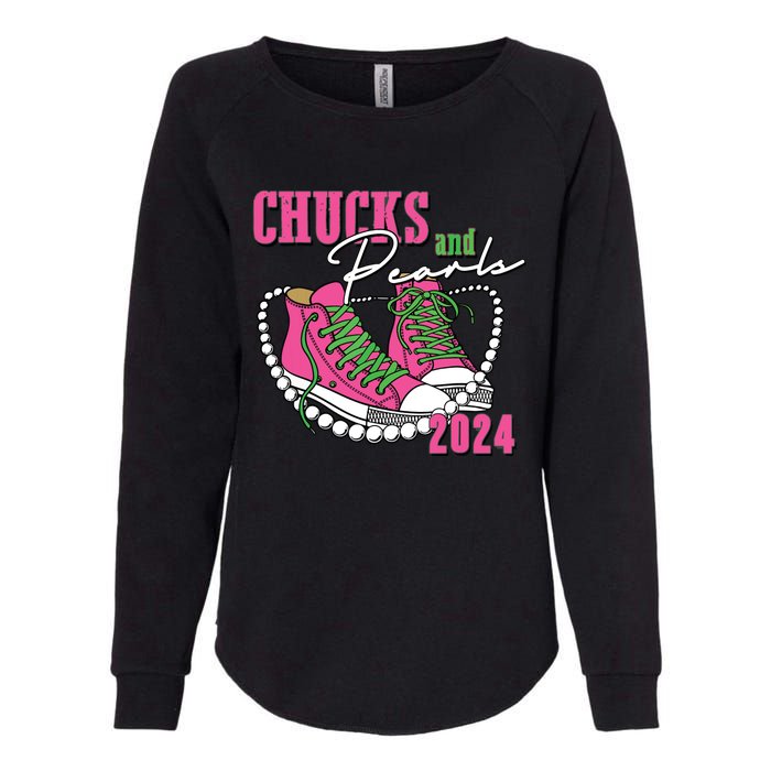 Chucks And Pearls Im With Her Kamala 2024 Womens California Wash Sweatshirt