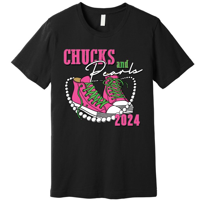 Chucks And Pearls Im With Her Kamala 2024 Premium T-Shirt