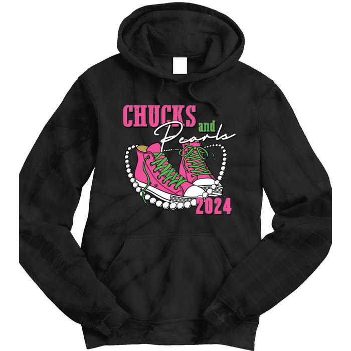 Chucks And Pearls Im With Her Kamala 2024 Tie Dye Hoodie