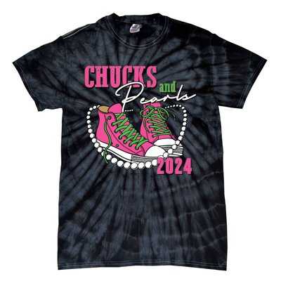 Chucks And Pearls Im With Her Kamala 2024 Tie-Dye T-Shirt