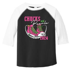 Chucks And Pearls Im With Her Kamala 2024 Toddler Fine Jersey T-Shirt