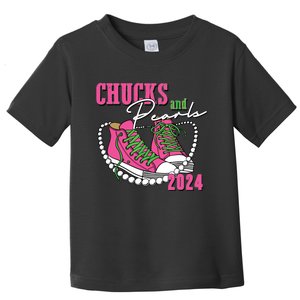 Chucks And Pearls Im With Her Kamala 2024 Toddler T-Shirt