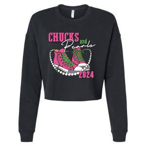 Chucks And Pearls Im With Her Kamala 2024 Cropped Pullover Crew