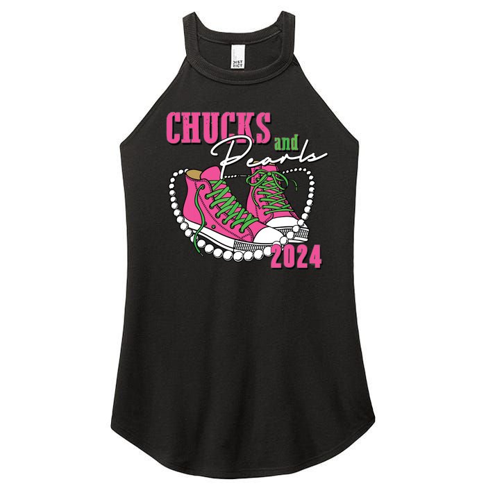 Chucks And Pearls Im With Her Kamala 2024 Women's Perfect Tri Rocker Tank