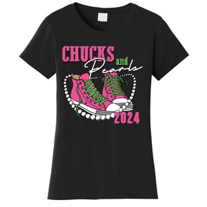 Chucks And Pearls Im With Her Kamala 2024 Women's T-Shirt