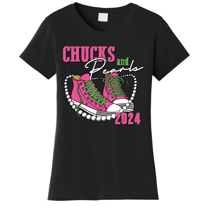 Chucks And Pearls Im With Her Kamala 2024 Women's T-Shirt