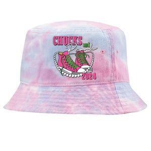 Chucks And Pearls Im With Her Kamala 2024 Tie-Dyed Bucket Hat