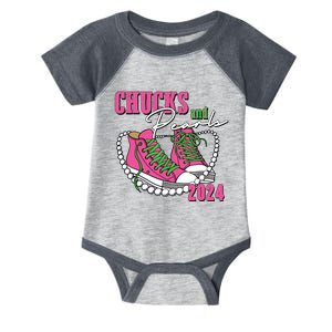 Chucks And Pearls Im With Her Kamala 2024 Infant Baby Jersey Bodysuit