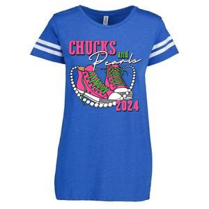 Chucks And Pearls Im With Her Kamala 2024 Enza Ladies Jersey Football T-Shirt