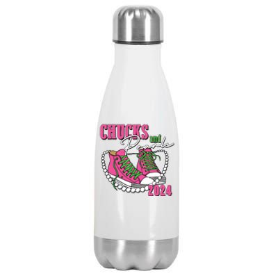 Chucks And Pearls Im With Her Kamala 2024 Stainless Steel Insulated Water Bottle