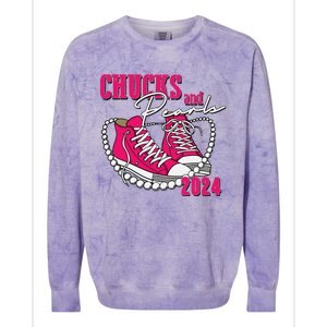 Chucks And Pearls Im With Her Kamala 2024 Colorblast Crewneck Sweatshirt