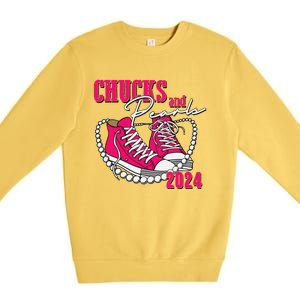 Chucks And Pearls Im With Her Kamala 2024 Premium Crewneck Sweatshirt