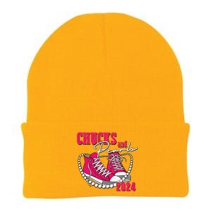 Chucks And Pearls Im With Her Kamala 2024 Knit Cap Winter Beanie