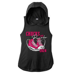 Chucks And Pearls Im With Her Kamala 2024 Ladies PosiCharge Tri-Blend Wicking Draft Hoodie Tank