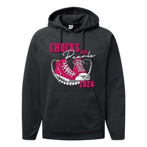 Chucks And Pearls Im With Her Kamala 2024 Performance Fleece Hoodie