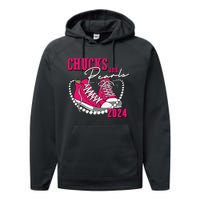 Chucks And Pearls Im With Her Kamala 2024 Performance Fleece Hoodie